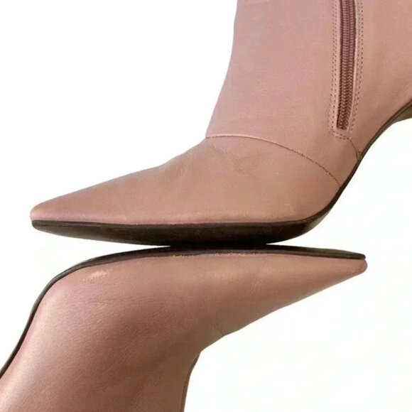 L’Intervalle High Heel Ankle Boots Pink Leather Square Toe Side Zippers 40 9-9.5 - Picture 11 of 16